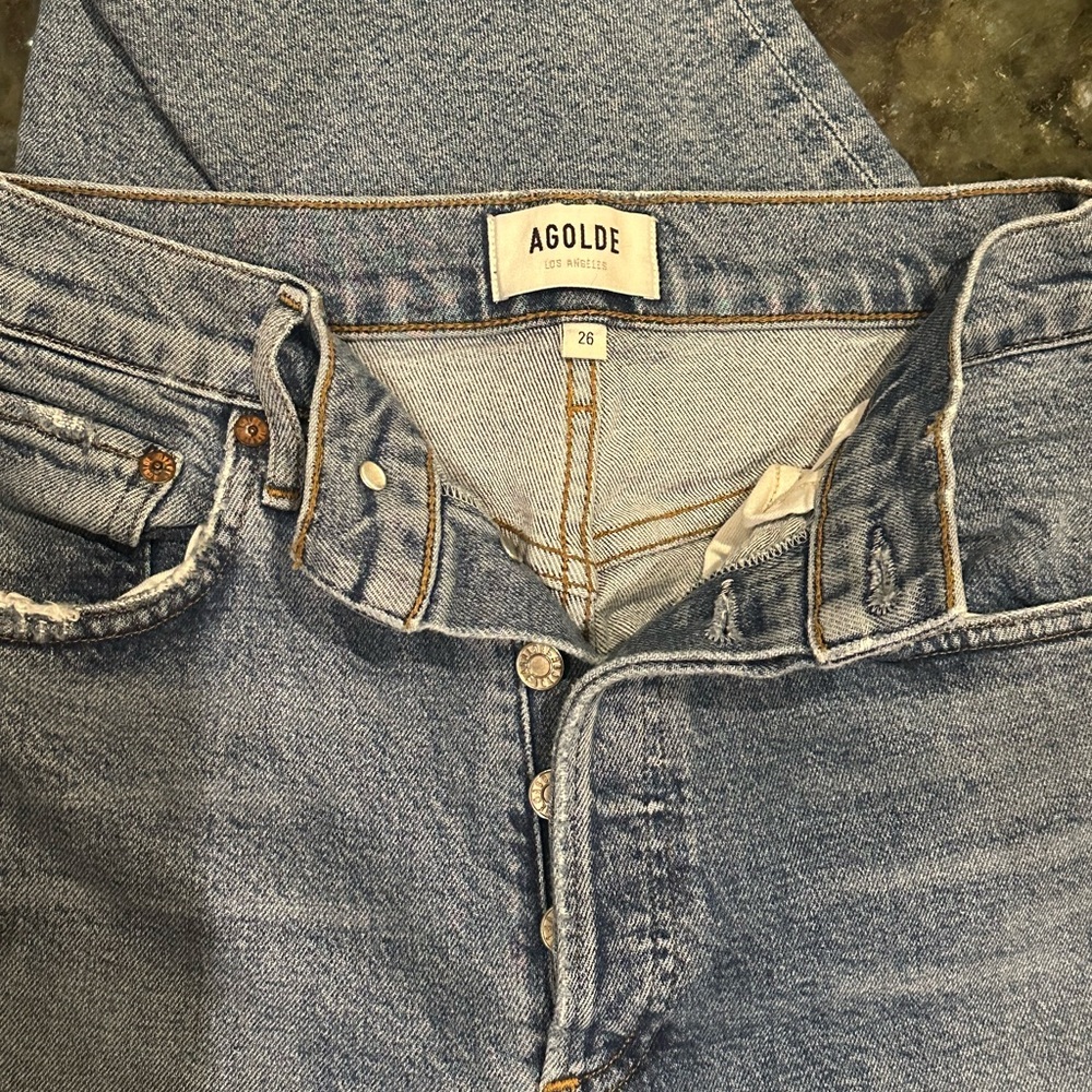 AGOLDE Riley High Rise Straight Crop Jeans in Light Wash - Size 26 - Picture 9 of 9